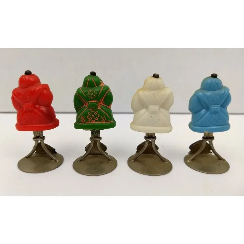 Eskimo Party Card Name Place Holder Set of 4 Vintage Carved Red Green White Blue